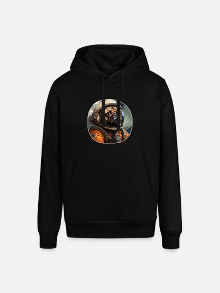 Pug Austronaut - Stanley/Stella SOUNDER Unisex Hoodie - black