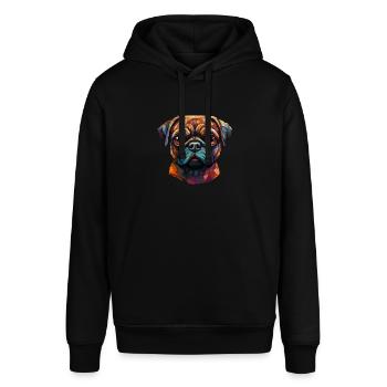 Mops Retro Farben vintage - Stanley/Stella Unisex Hoodie SOUNDER - Schwarz - Vorne - Alina (178cm) & Michal (187cm)