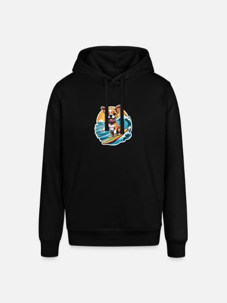 Fröhlicher Surfer-Hund - Stanley/Stella Unisex Hoodie SOUNDER - Schwarz