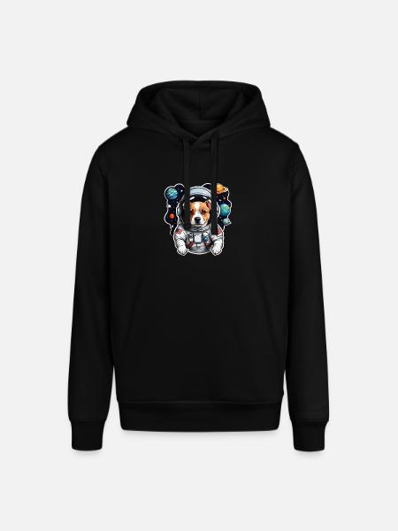Space Dog with Planets - Stanley/Stella SOUNDER Unisex Hoodie - black
