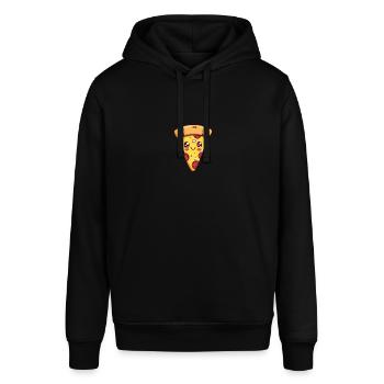 Lustige Pizza Gesicht - Stanley/Stella Unisex Hoodie SOUNDER - Schwarz - Vorne - Alina (178cm) & Michal (187cm)