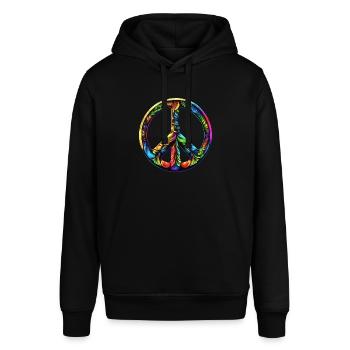 Friedenszeichen, Frieden, Freiheit, Peace Symbol - Stanley/Stella Unisex Hoodie SOUNDER - Schwarz - Vorne - Alina (178cm) & Michal (187cm)
