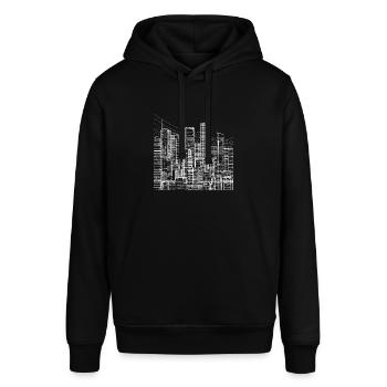 Grande métropole urbaine avec gratte-ciel - Lineart - Sweat à capuche SOUNDER Stanley/Stella Unisexe - noir - Devant - Alina (178cm) & Michal (187cm)
