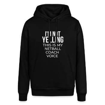 Ich schreie nicht, dass dies meine Netball-Trainerstimme ist. - Stanley/Stella Unisex Hoodie SOUNDER - Schwarz - Vorne - Alina (178cm) & Michal (187cm)
