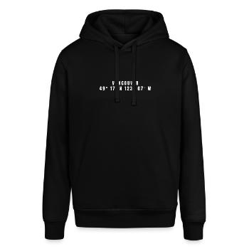 Vancouver Kanada Koordinaten - Stanley/Stella Unisex Hoodie SOUNDER - Schwarz - Vorne - Alina (178cm) & Michal (187cm)