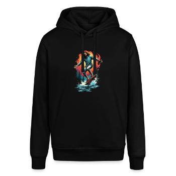 E Skateboard - Stanley/Stella Unisex Hoodie SOUNDER - Schwarz - Vorne - Alina (178cm) & Michal (187cm)