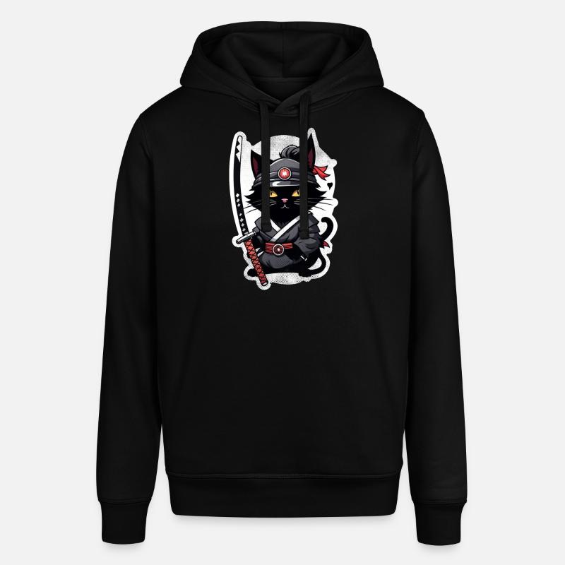 chat ninja - chaton samourai - Sweat à capuche SOUNDER Stanley/Stella Unisexe - noir