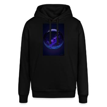 Wolken in einer Blase lila2 - Stanley/Stella Unisex Hoodie SOUNDER - Schwarz - Vorne - Alina (178cm) & Michal (187cm)