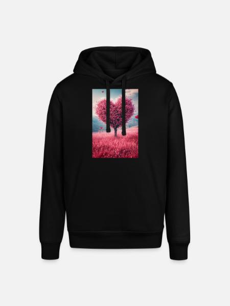 Romantic Heart Tree in Bloom - Stanley/Stella SOUNDER Unisex Hoodie - black