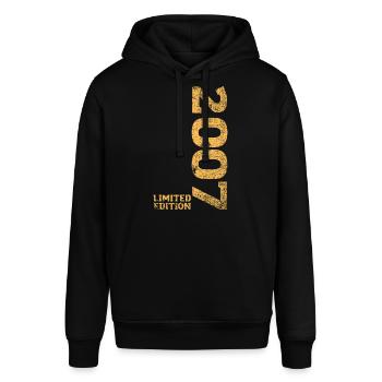 Limited Edition 2007 18. Geburtstag Geschenk - Stanley/Stella Unisex Hoodie SOUNDER - Schwarz - Vorne - Alina (178cm) & Michal (187cm)