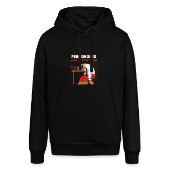 Pension 2022 - Pensionierung 2022 - Stanley/Stella Unisex Hoodie SOUNDER - Schwarz - Vorne - Alina (178cm) & Michal (187cm)