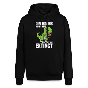 Boekenwurm grappige spreuken - Stanley/Stella Uniseks biologische hoodie SOUNDER - zwart - Voor - Alina (178cm) & Michal (187cm)