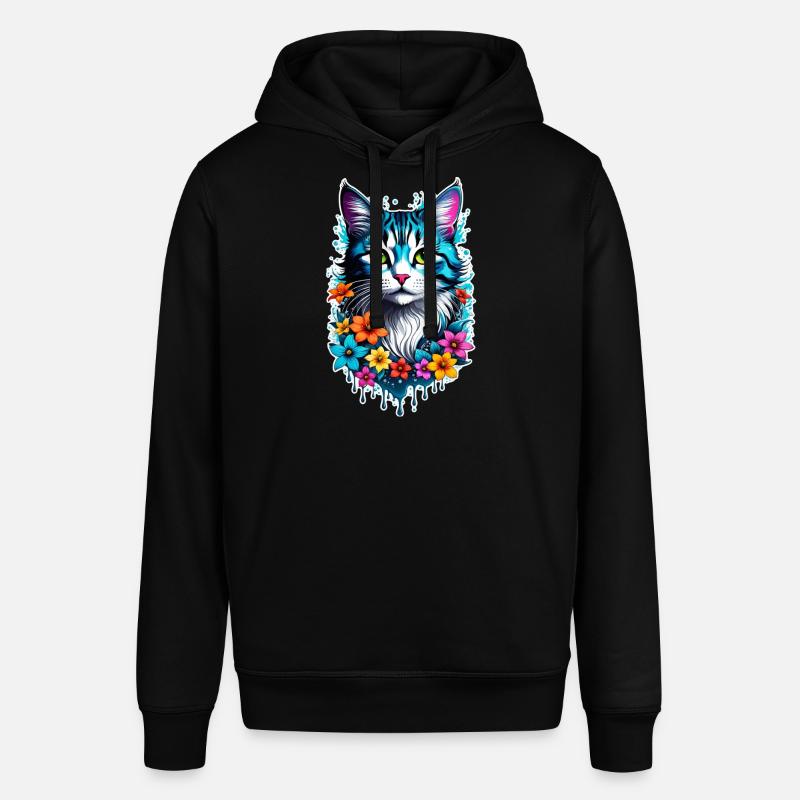 chat et fleur - Sweat à capuche SOUNDER Stanley/Stella Unisexe - noir