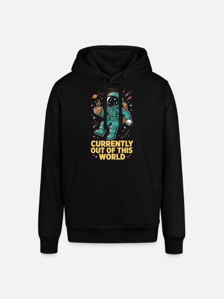 Astronaut with coffee in space - Stanley/Stella SOUNDER Unisex Hoodie - black