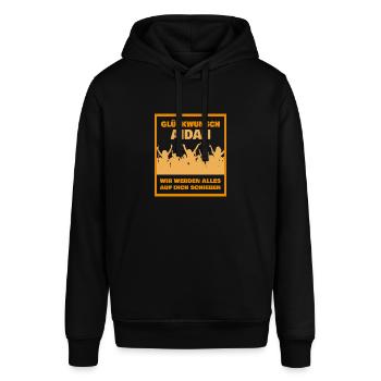 Geschenk für Aidan - Stanley/Stella Unisex Hoodie SOUNDER - Schwarz - Vorne - Alina (178cm) & Michal (187cm)