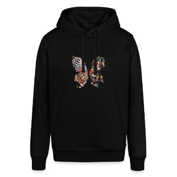 Bunte Blumen Schmetterling Naturliebhaber - Stanley/Stella Unisex Hoodie SOUNDER - Schwarz - Vorne - Alina (178cm) & Michal (187cm)