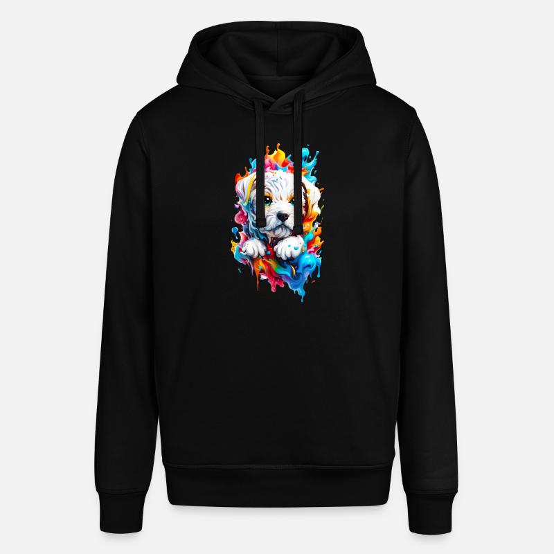Chiot mignon avec des éclaboussures de peinture colorées - Sweat à capuche SOUNDER Stanley/Stella Unisexe - noir