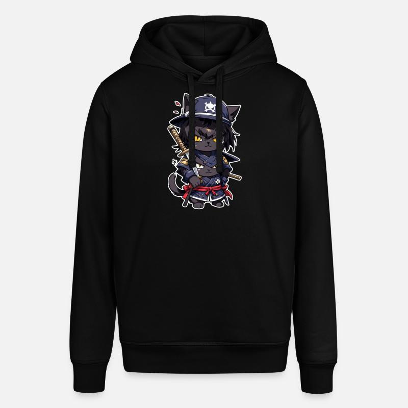 chat ninja - chaton samourai - Sweat à capuche SOUNDER Stanley/Stella Unisexe - noir