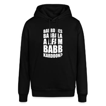 Babbd des Babbala a afam Babbkardoon? - Stanley/Stella Unisex Hoodie SOUNDER - Schwarz - Vorne - Alina (178cm) & Michal (187cm)