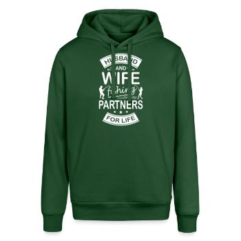 Husband And Wife Fishing Partners For Life - Stanley/Stella SOUNDER Unisex Hoodie - bottle green - Front - Alina (178cm) & Michal (187cm)