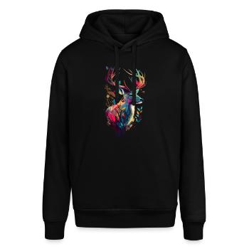 Hunting Deer Colorful - Stanley/Stella SOUNDER Unisex Hoodie - black - Front - Alina (178cm) & Michal (187cm)