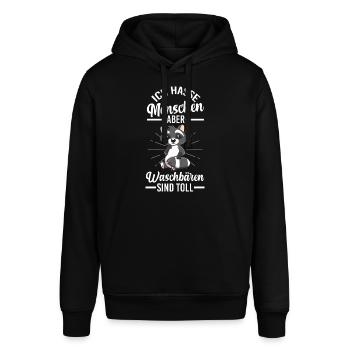 Ich hasse Menschen Waschbären Waschbär - Stanley/Stella Unisex Hoodie SOUNDER - Schwarz - Vorne - Alina (178cm) & Michal (187cm)