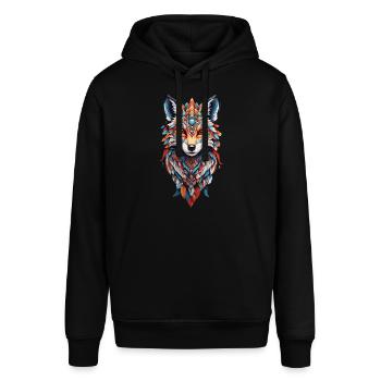 Spirituelles Indianer Fuchs Feder Design Boho Stil - Stanley/Stella Unisex Hoodie SOUNDER - Schwarz - Vorne - Alina (178cm) & Michal (187cm)