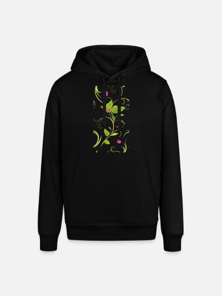 Sprig with pink flowers - Stanley/Stella SOUNDER Unisex Hoodie - black
