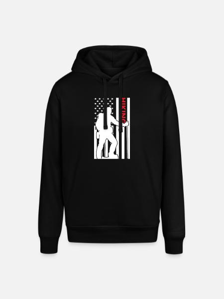 Hiker Us Flag Hiking - Stanley/Stella SOUNDER Unisex Hoodie - black
