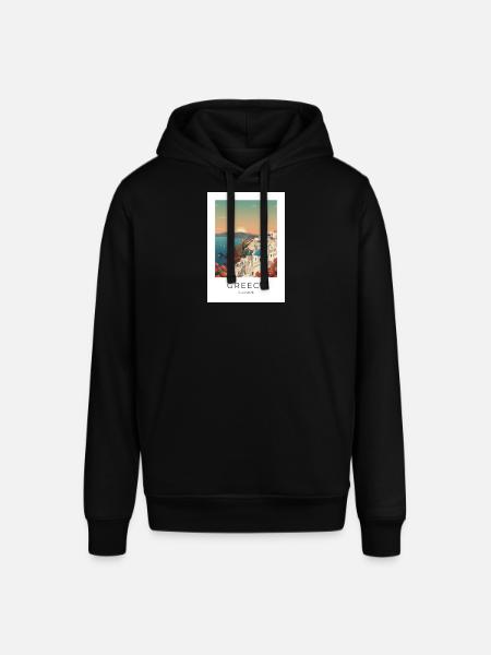 Santorini Sunset Coastal View - Stanley/Stella SOUNDER Unisex Hoodie - black