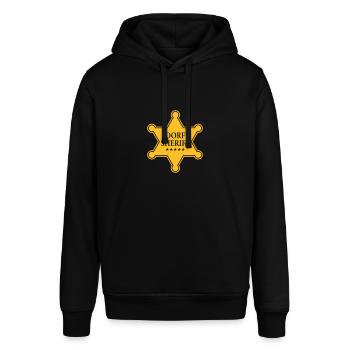Dorf Sheriff, Wilder Westen, Karneval, Kostüm - Stanley/Stella Unisex Hoodie SOUNDER - Schwarz - Vorne - Alina (178cm) & Michal (187cm)