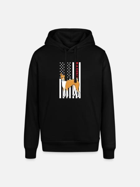 Dog Basenji Us Flag - Stanley/Stella SOUNDER Unisex Hoodie - black