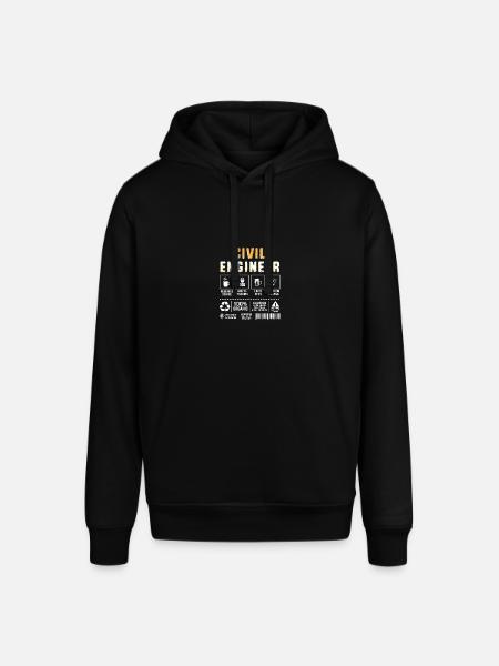 Civilingenjör, Byggarbetsplats, Byggarbetare - Luvtröja SOUNDER unisex från Stanley/Stella - svart
