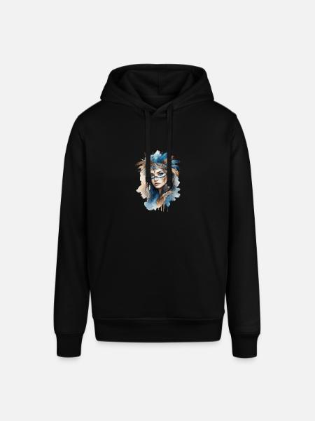Enigmatic Feathered Spirit Portrait - Stanley/Stella SOUNDER Unisex Hoodie - black