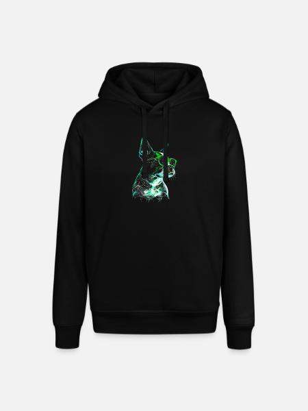 Cooler futuristischer Hund mit grüner Sonnenbrille - Stanley/Stella Unisex Hoodie SOUNDER - Schwarz