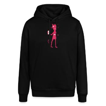 Kleine Monster: Punk-Katzen-Neon-Attitüde - Stanley/Stella Unisex Hoodie SOUNDER - Schwarz - Vorne - Alina (178cm) & Michal (187cm)