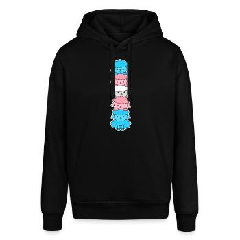Trans Flagge Schaf Design für Trans Menschen - Stanley/Stella Unisex Hoodie SOUNDER - Schwarz - Vorne - Alina (178cm) & Michal (187cm)