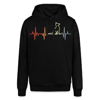 Vintage Hunde EKG Herzlinie - Stanley/Stella Unisex Hoodie SOUNDER - Schwarz - Vorne - Alina (178cm) & Michal (187cm)