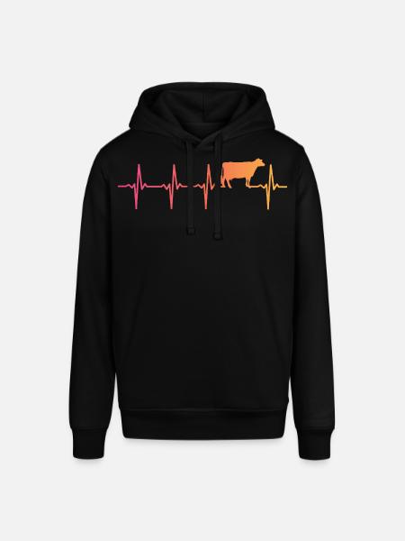 Cow Sunset Heartbeat Cows Farmer - Stanley/Stella SOUNDER Unisex Hoodie - black