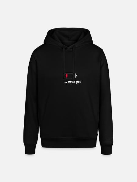 Low Battery Need You White - Stanley/Stella SOUNDER Unisex Hoodie - black