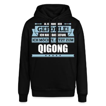 Lustiger Qigong Spruch - Stanley/Stella Unisex Hoodie SOUNDER - Schwarz - Vorne - Alina (178cm) & Michal (187cm)