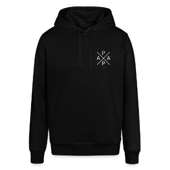 Papa Est. 2024 Vater Geschenk - Stanley/Stella Unisex Hoodie SOUNDER - Schwarz - Vorne - Alina (178cm) & Michal (187cm)
