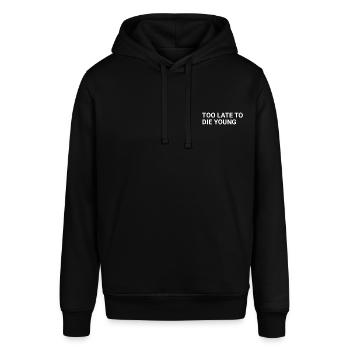 Too Late To Die Young - Stanley/Stella Unisex Hoodie SOUNDER - Schwarz - Vorne - Alina (178cm) & Michal (187cm)