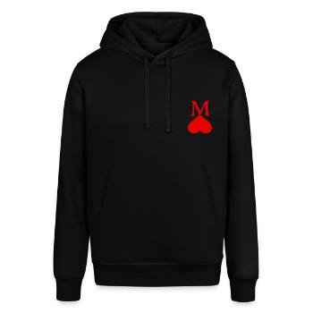 Rotes Herz mit dem Buchstaben M - Stanley/Stella Unisex Hoodie SOUNDER - Schwarz - Vorne - Alina (178cm) & Michal (187cm)