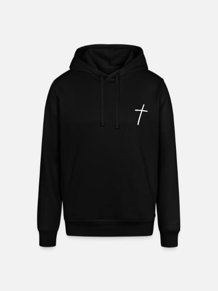 White Christian Cross drawn - Stanley/Stella SOUNDER Unisex Hoodie - black