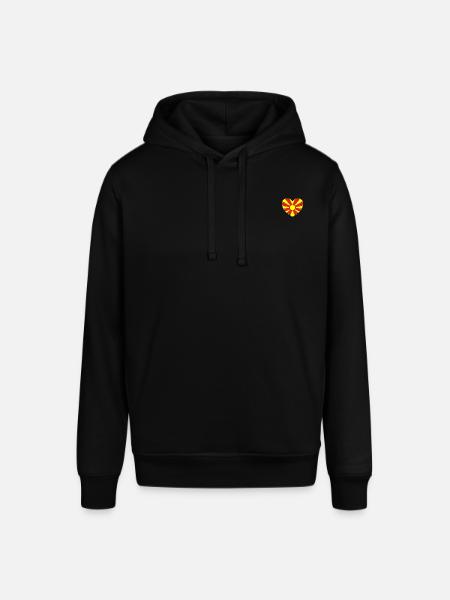 North Macedonia Flag Heart - Stanley/Stella SOUNDER Unisex Hoodie - black