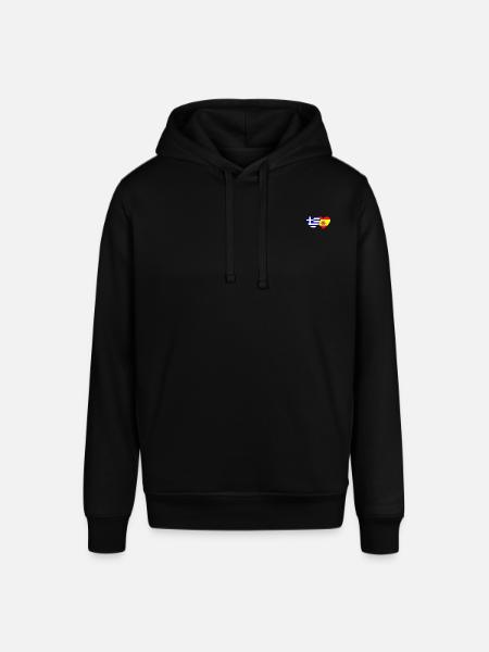 Greece Spain Flag Heart - Stanley/Stella SOUNDER Unisex Hoodie - black