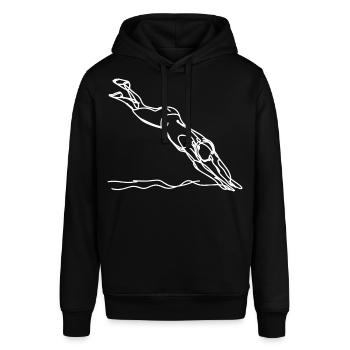 Schwimmliebhaber Skizze - Stanley/Stella Unisex Hoodie SOUNDER - Schwarz - Vorne - Alina (178cm) & Michal (187cm)