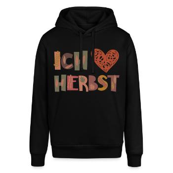 Love Liebe Herbst Dankbarkeit Blätter - Stanley/Stella Unisex Hoodie SOUNDER - Schwarz - Vorne - Alina (178cm) & Michal (187cm)