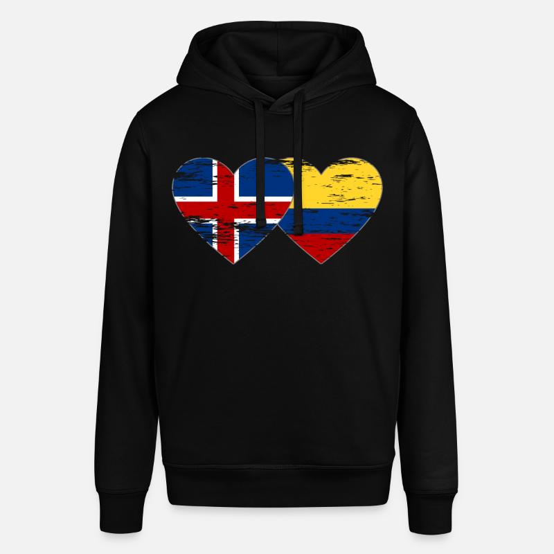 Islande Colombie drapeau coeur utilisé - Sweat à capuche SOUNDER Stanley/Stella Unisexe - noir